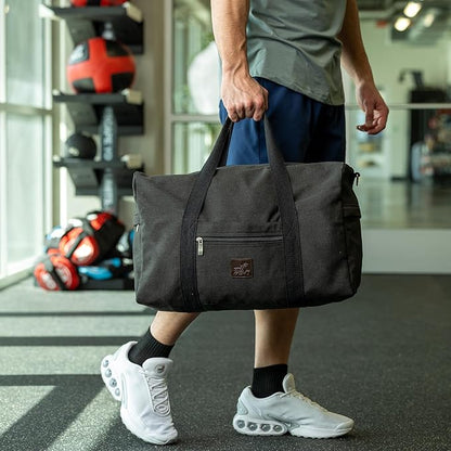 Duffle Bag ??Multipurpose Canvas Bag for Travel, Gym, Weekender, Carry On & More ??Durable, Spacious, Unisex Overnight Bag for Men & Women ??Perfect for Sports, and Everyday Use (Black)
