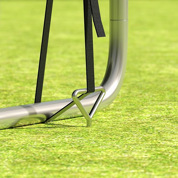 Trampoline Stakes Heavy Duty, High Wind Anchors Tie Down Ground Anchor Kit Stakes, Corkscrew Shape, Galvanized Steel, Anti-Rust, Pack of 6 with 6 Belt, Trampoline Accessories