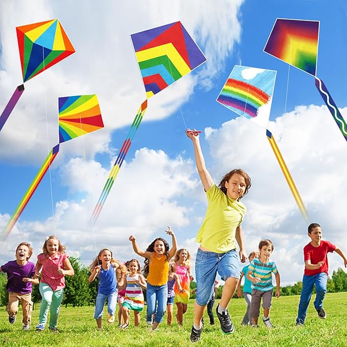 5 Pack Kites for Kids & Adults, Rainbow Butterfly Kite Delta Kites for Kids Age 4-8 8-12, Easy to Fly for Beginners, Easy to Assembled Colorful Kite for Beach Outdoor Toy Games & Family Trip