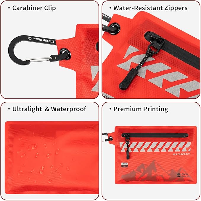 RHINO RESCUE Small First Aid Kit Ultralight Waterproof Medical Kit for Hiking, Backpacking, Cycling, Travel, Vehicles, 114pc