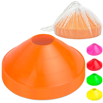 GoSports Agility Training Sport Cone 20 Pack with Tote Bag - Low Profile Field Markers for Kids and
