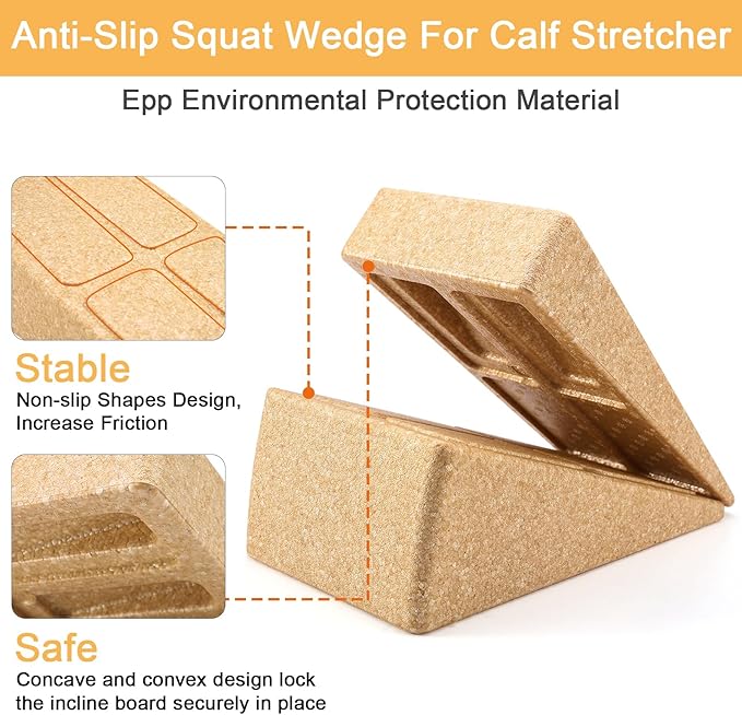 Slant Board Squat Wedge for Calf Stretchingï¼? Pcs 12" x 6.3" Foot Stretcher Balance Board for Plantar Fasciitis, Adjustable Foam Slant Board Wedge Great for Exercises