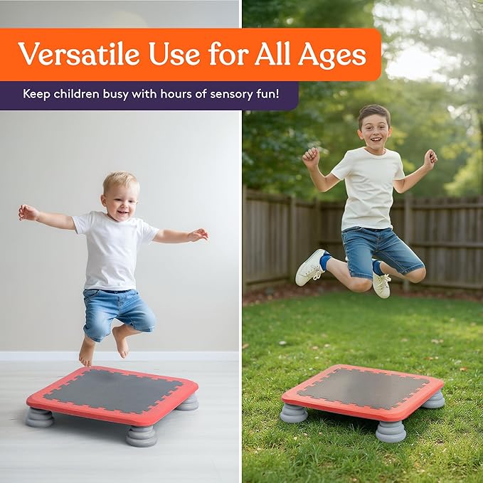 Special Supplies Kids Trampoline Rebounder Bouncing Board – Sensory Balance and Bounce Toy for Indoor and Outdoor Kids Toys - Outdoor Play Equipment
