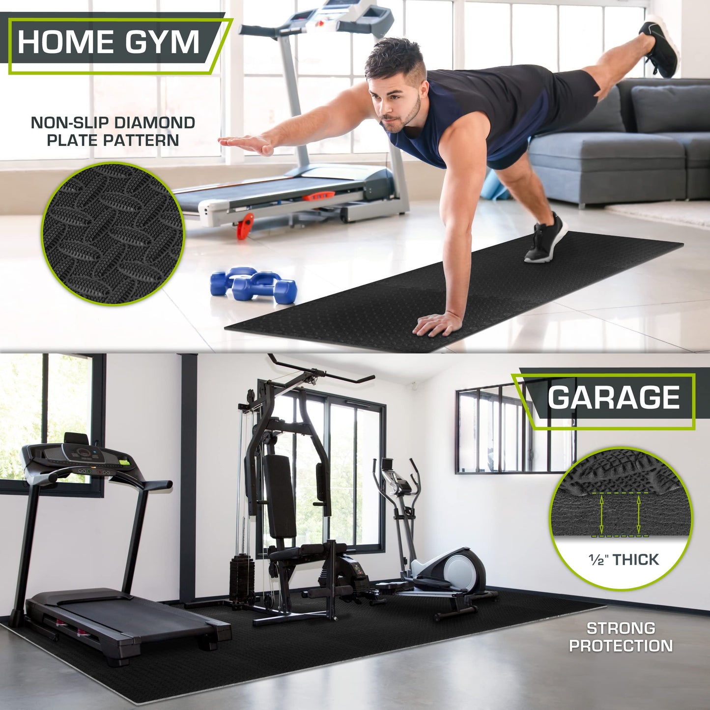 ProsourceFit Exercise Puzzle Mat ½-inch, EVA Interlocking Foam Floor Tiles for Home Gym, Workout