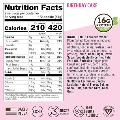 Lenny & Larry's The Complete Cookie, Birthday Cake, Soft Baked, 16g Plant Protein, Vegan, Non-GMO, 4 Ounce Cookie (Pack of 12)