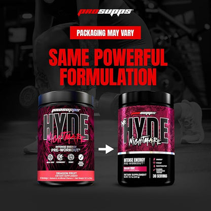 PROSUPPS Mr. Hyde Nightmare Pre Workout Powder with Caffeine & Beta Alanine - Preworkout for Intense Energy, Mental Focus & Performance - Gym & Fitness Supplements (Dragon Fruit, 30 Servings)