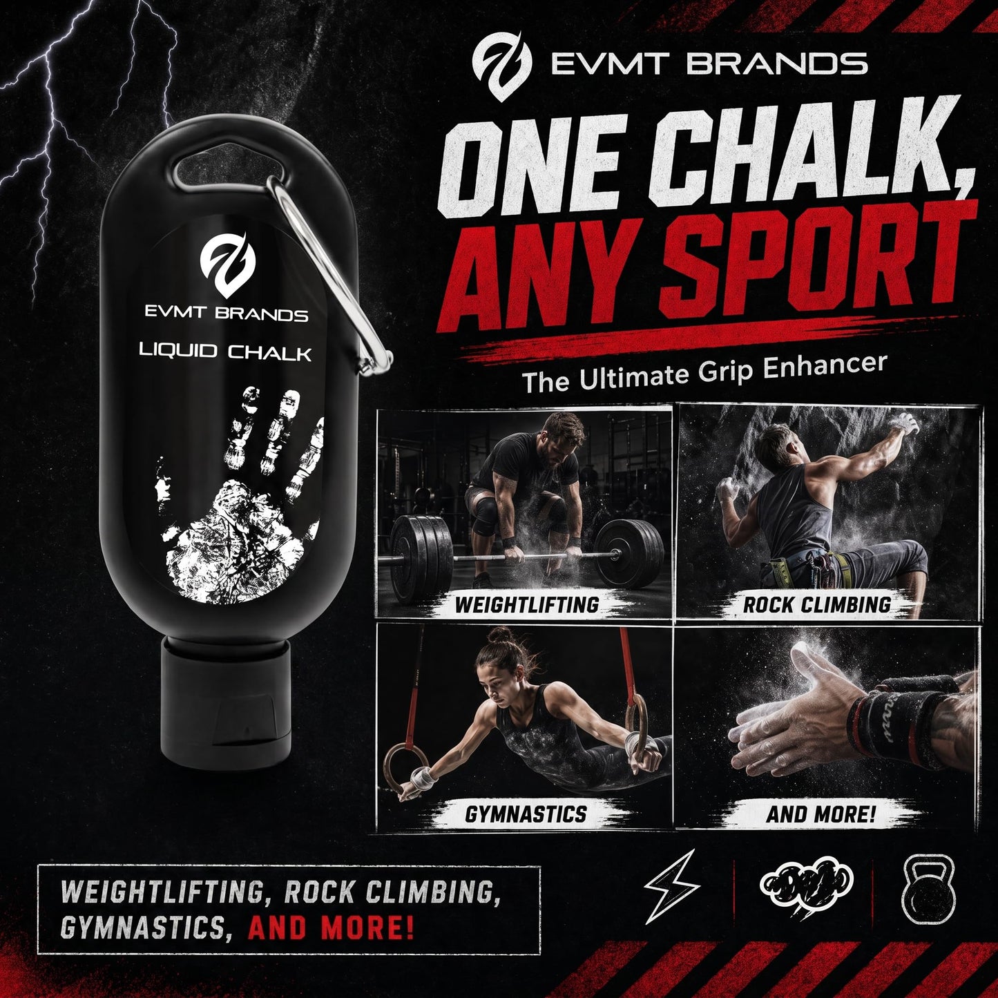 EVMT Liquid Chalk – Gym Chalk for Weightlifting, Rock Climbing & Grip