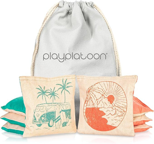 Professional Cornhole Bags - Set of 8 Regulation All Weather Double Sided - Sticky Side/Slick Side