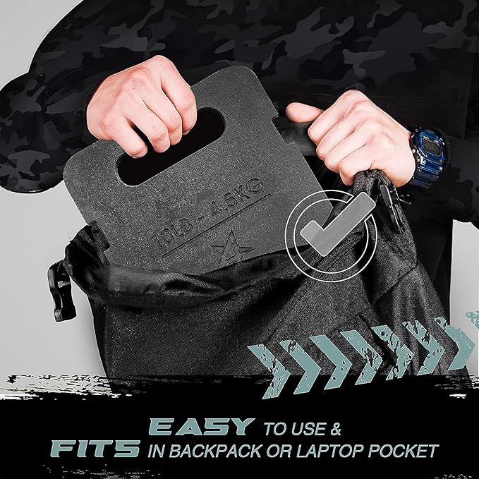 Yes4All Adjustable Ruck Weight with Straps for Rucking, Swings, Squat & Strength Training - Multiple Weights: 10LB to 40LB