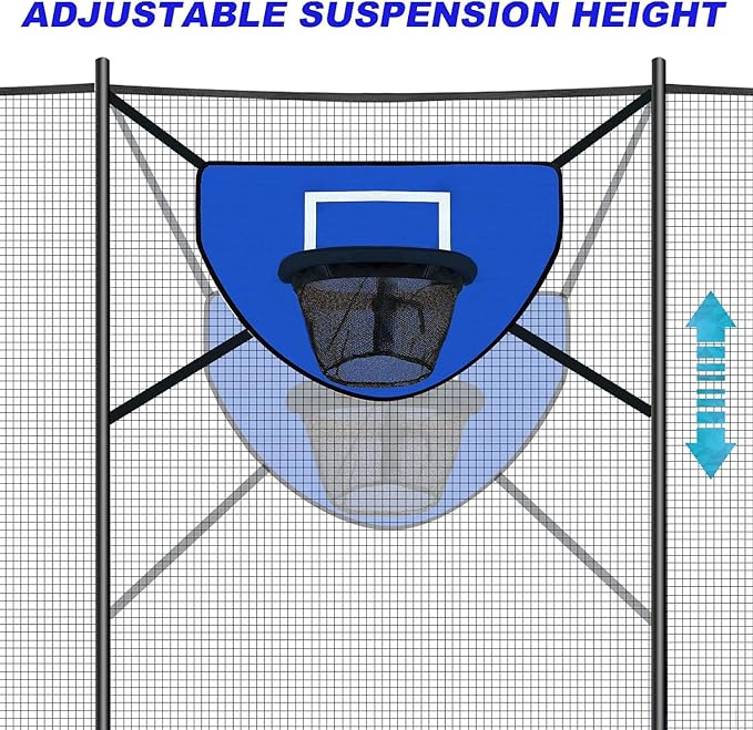 Trampoline Basketball Hoop with Pump and Mini Ball, Waterproof, Sunscreen Soft Materials, Easy to Assemble Sturdy for Dunk Fit, Trampoline Accessory