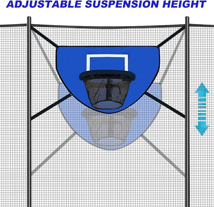 Trampoline Basketball Hoop with Pump and Mini Ball, Waterproof, Sunscreen Soft Materials, Easy to Assemble Sturdy for Dunk Fit, Trampoline Accessory