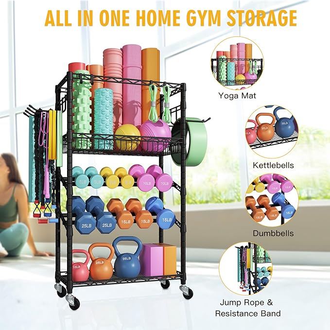 S3 Dumbbells Rack Storage Rack, Portable Home Gym Storage, Yoga Mat Storage, and Weight Rack Organizers for Gym Studio