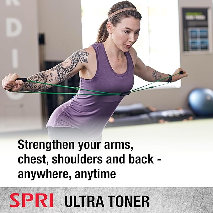 SPRI Ultra Toner Figure 8 Resistance Band with Padded Handles Great for Stretch, Exercise, Fitness Training, Yoga, Resistance Weights, Therapy, Gym or Home Workout Equipment.