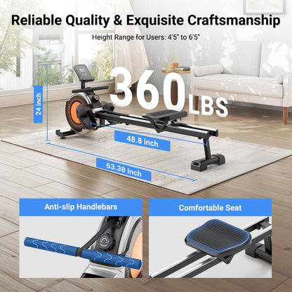 Dripex Rowing Machines for Home, Upgraded Rowing Machine Magnetic Rower, Max 360 LBS, 16 Levels of