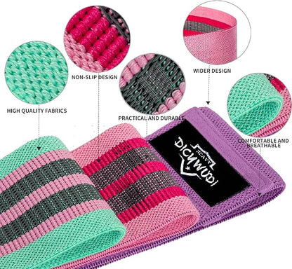 Fabric Resistance Bands for Working Out, 6Pack Non-Slip Exercise Bands for Women and Men, Fabric Booty Bands for Home, Fitness, Pilates, Stretching