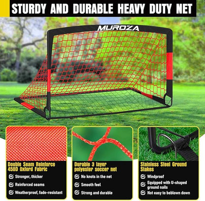 Soccer Goal, Kids Soccer Goals for Backyard Set, 2 Pack of Portable Pop Up Soccer Net with Soccer Ball, Cones, Complete Training Equipment for Youth, Toddler Outdoor Sports Games