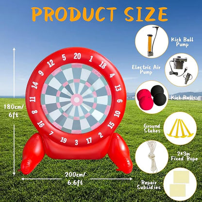 6.4ft Inflatable Giant Kick Darts, Jumbo Outdoor Soccer Target Dartboard, Big Carnival Games for Family, Friends, Giant Outdoor Games, Oversized Dart Board Yard Lawn Game