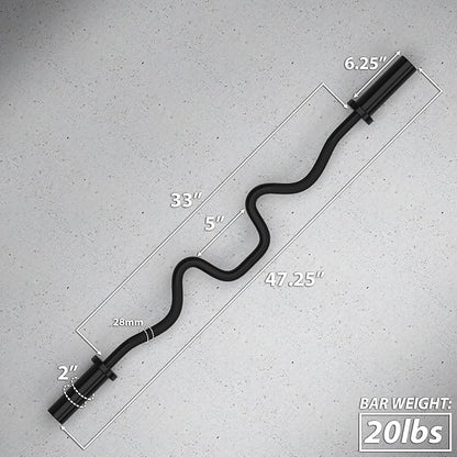 Synergee Commercial Super EZ Curl Olympic Bar Chrome, Black Phosphate and Red with Powder Coated Brass Bushings Excellent for Bicep Curls and Triceps Extensions