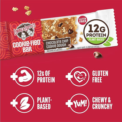 Lenny & Larry's Cookie-fied Bar ??Chocolate Chip Cookie Dough Vegan Protein Bars 9x45g ??Healthy Snacks with 12g Plant Protein & 5g Fiber ??Gluten free Power Bar, Keto Friendly, Non-GMO & Vegan