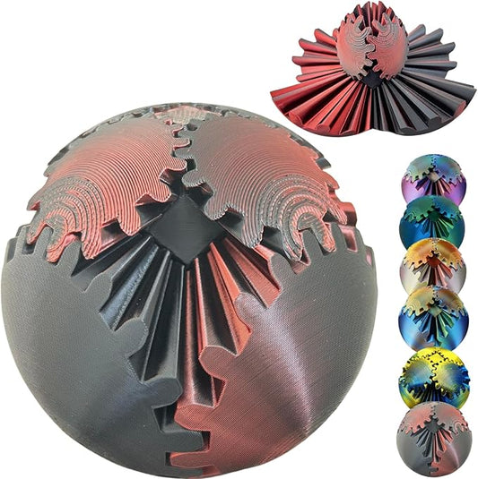 Gear Ball 3D Printed Spin Cube Fidget Toy, Sphere Stress Toy, GearSphere Desk Toy for Anxiety