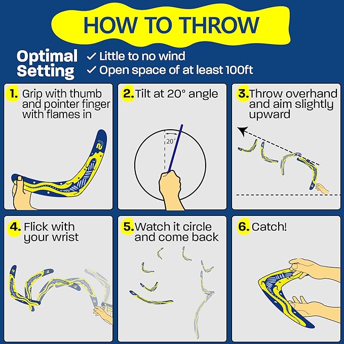 Boomerang for Adults & Kids - Fun Easy to Throw Boomerangs That Really Work - Soft to Catch Best Stocking Stuffer Gifts for Boys & Girls - Outdoor Gifts for Men & Women - 2025 Gift Idea for Teen Boys