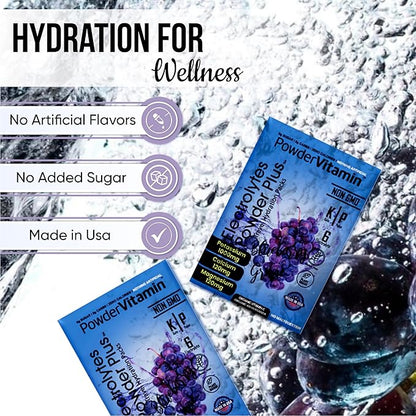 Electrolytes Powder Plus, Keto, Blueberry Grape, Zero Sugar, 1000mg Potassium, 120mg Calcium, 120mg Magnesium, Non-GMO, Zero Calories, 30 Hydration Packets