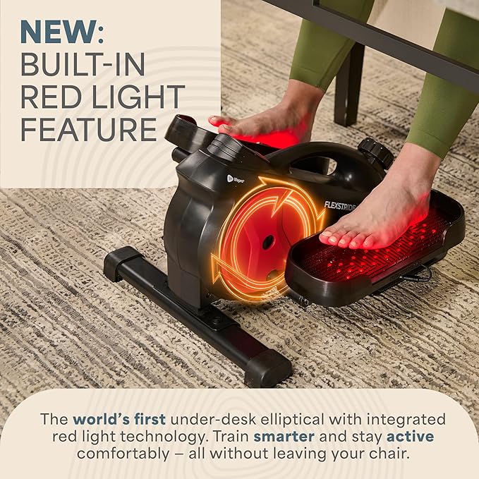 Lifepro Under Desk Elliptical Exercise Machine with or without Red Light, Seated Pedal Exerciser for Seniors & Adults, Quiet Elliptical Machine for Home or Office, Portable Leg Exerciser While Sitting