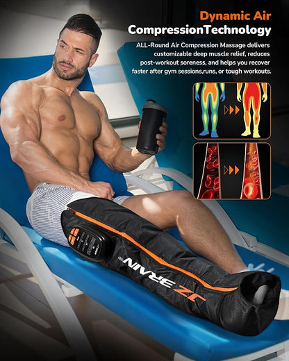 Sequential Air Compression Leg Recovery System : Professional Rechargeable Full Leg Compression Boots for Post-Workout Muscle Relaxation - Recovery Device for Athletes Runners Gym Users
