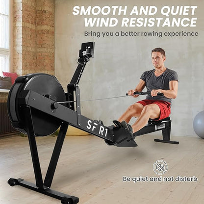 Rowing Machine for Home, Indoor Exercise Equipment, Wind Resistance Rowing Machine with LCD Display
