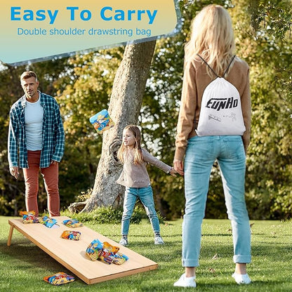 EunHo Cornhole Bags Regulation Dual Sided Set of 8, Professional Cornhole Bean Bags Slick & Sticky Side Bags with Carry Bag
