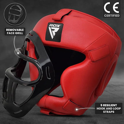 RDX Boxing Headgear MMA Muay Thai, Removable Face Grill, Head Gear for Sparring Grappling Martial Arts Kickboxing Taekwondo Karate BJJ Training