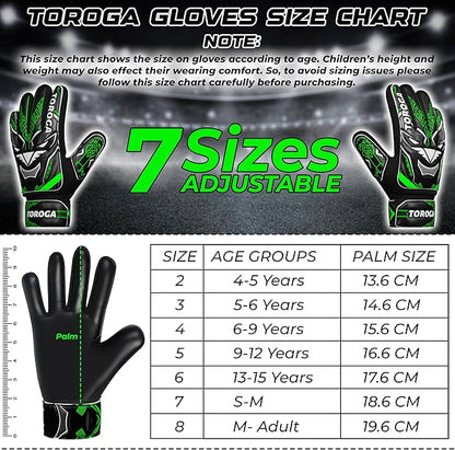 Goalkeeper Gloves for Kids & Youth – Soccer Goalie Gloves, Strong Latex Grip, Double Wrist Support & Breathable Mesh – Boys Football Gloves
