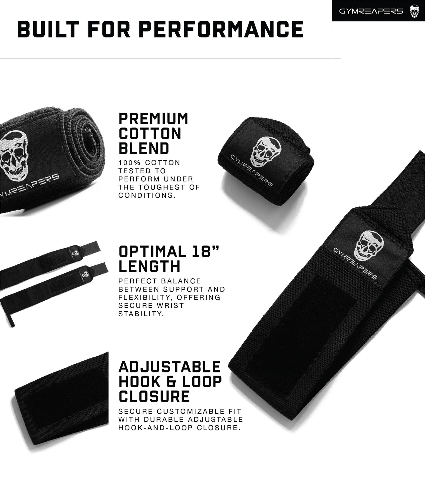 Gymreapers Weightlifting Wrist Wraps (Competition Grade) 18" Professional Quality Wrist Support