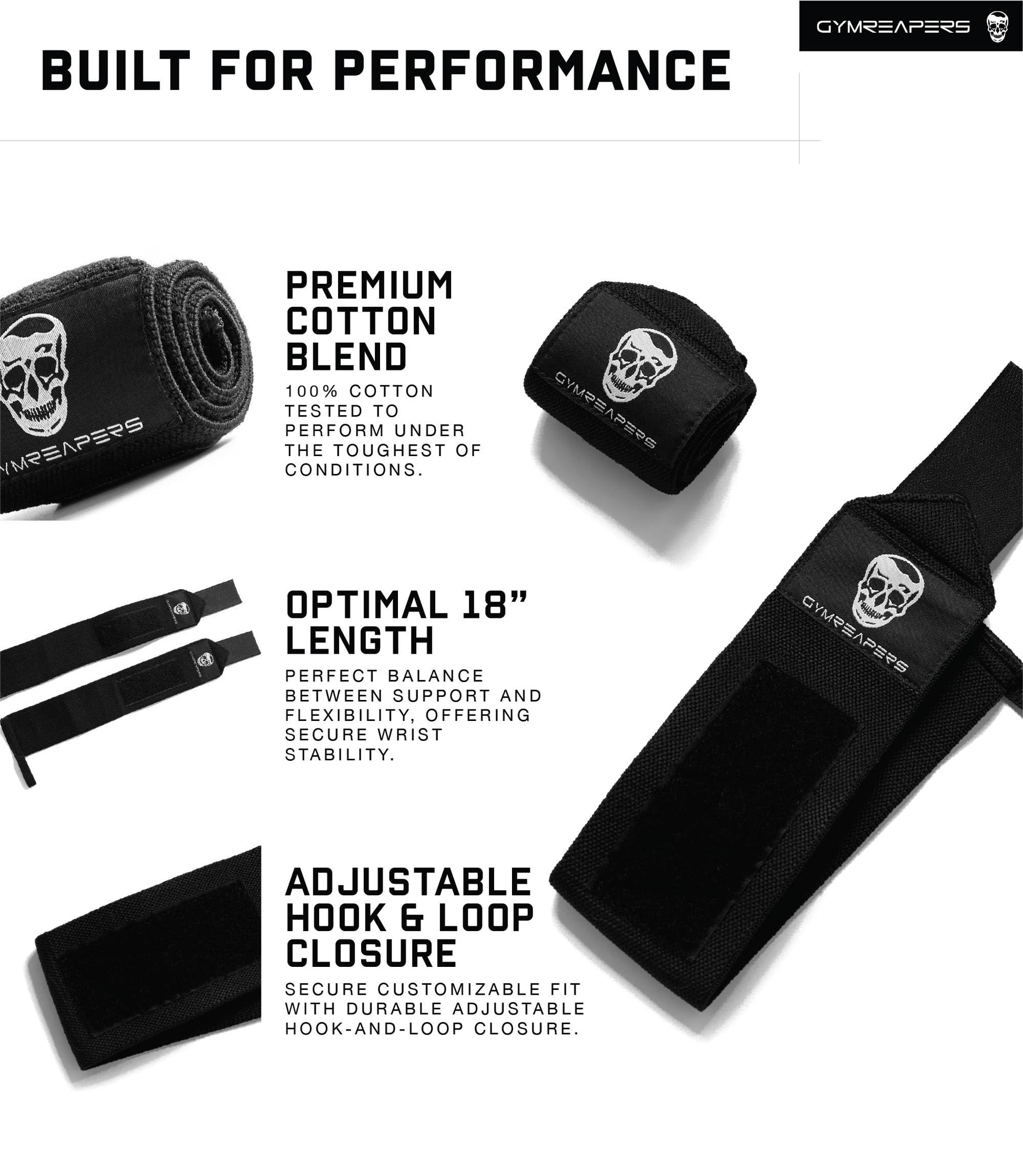 Gymreapers Weightlifting Wrist Wraps (Competition Grade) 18" Professional Quality Wrist Support