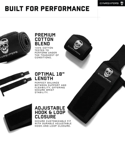 Gymreapers Weightlifting Wrist Wraps (Competition Grade) 18" Professional Quality Wrist Support
