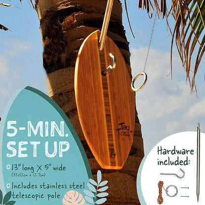 Tiki Toss Ring Toss Game for Adults & Kids - Hook and Ring Games with String and Hooks for Indoor/Outdoor Use, Man Cave Decor & Stuff, Gifts for Men - Standard or Deluxe 12.3" / Tiny 5"