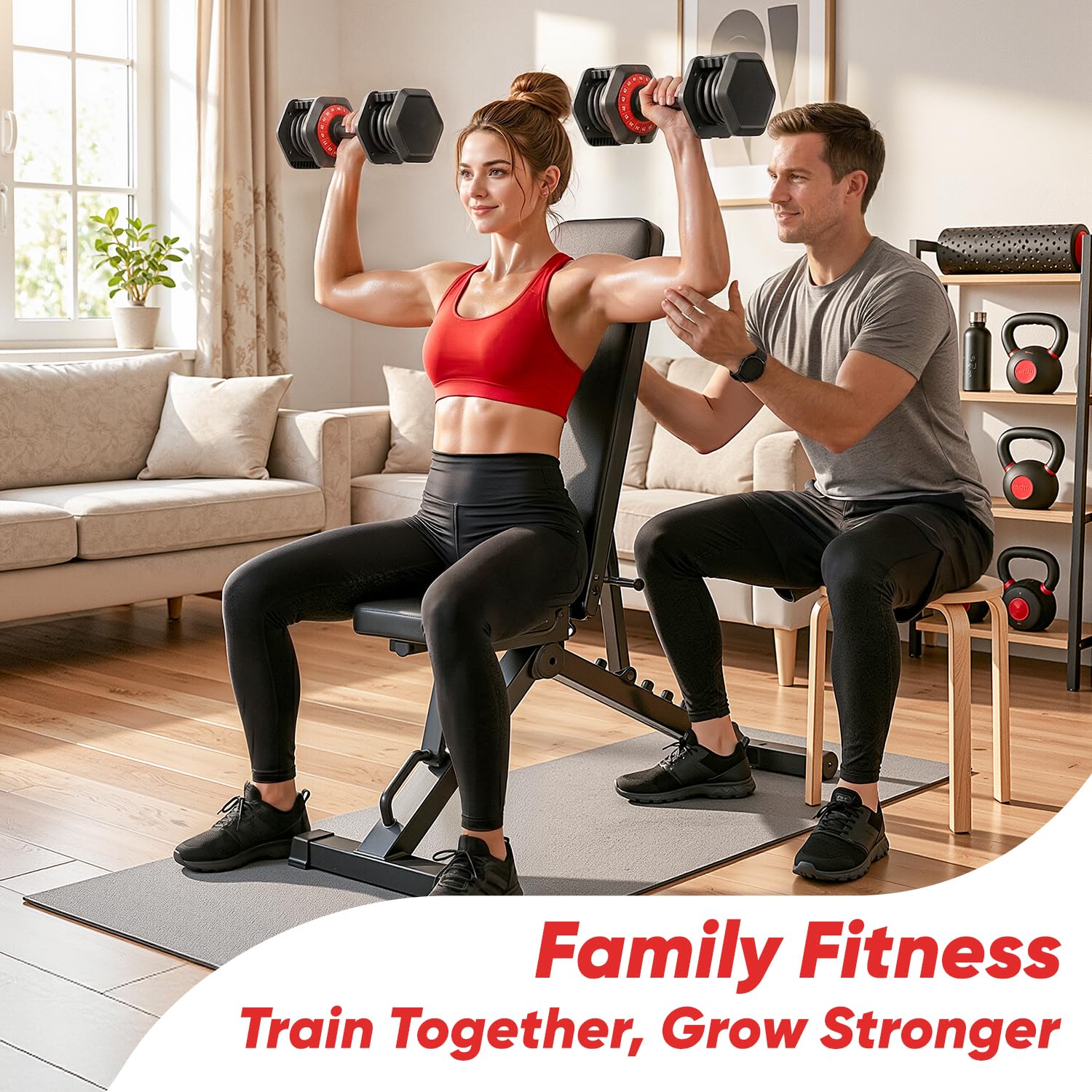 PIRIER Adjustable Dumbbell Set 50LB, 18-in-1 Free Weight Adjustable Dumbbells, One-Hand Twist