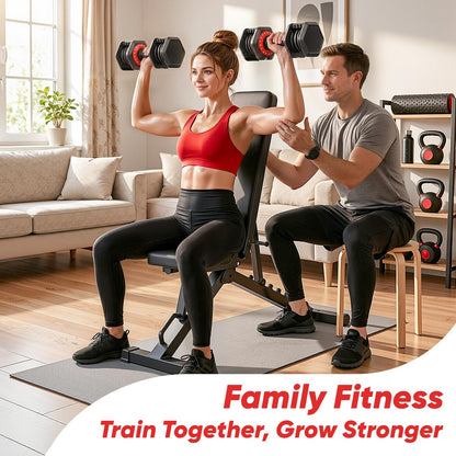PIRIER Adjustable Dumbbell Set 50LB, 18-in-1 Free Weight Adjustable Dumbbells, One-Hand Twist