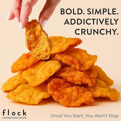 Flock Keto Chicken Skin Chips | 4 Flavors Variety Pack | Low Carb, High Protein, Sugar Free, Gluten Free Fried Chicken Skins for People | (1oz) 8-Pack Crispy Flock Chips