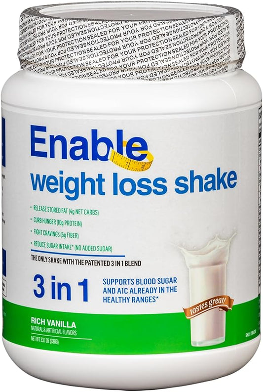 Enable Weight Loss Shake - Delicious Vanilla Flavor for Healthy & Satisfying Meal Replacement, 2lb