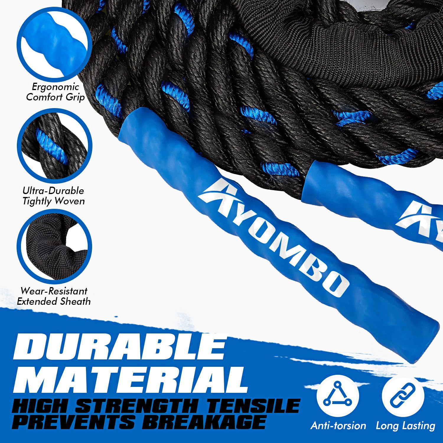 Ayombo Jump Rope, Weighted Jump Rope for Fitness, 1 lb Heavy Jump Ropes for Men Women, Battle