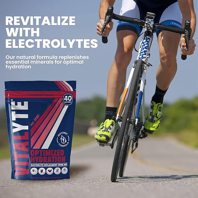 Vitalyte Electrolyte Powder Drink Mix, Isotonic Electrolyte Hydration Mix, Bulk Case Pack (12 Pack, Cranberry Frost)