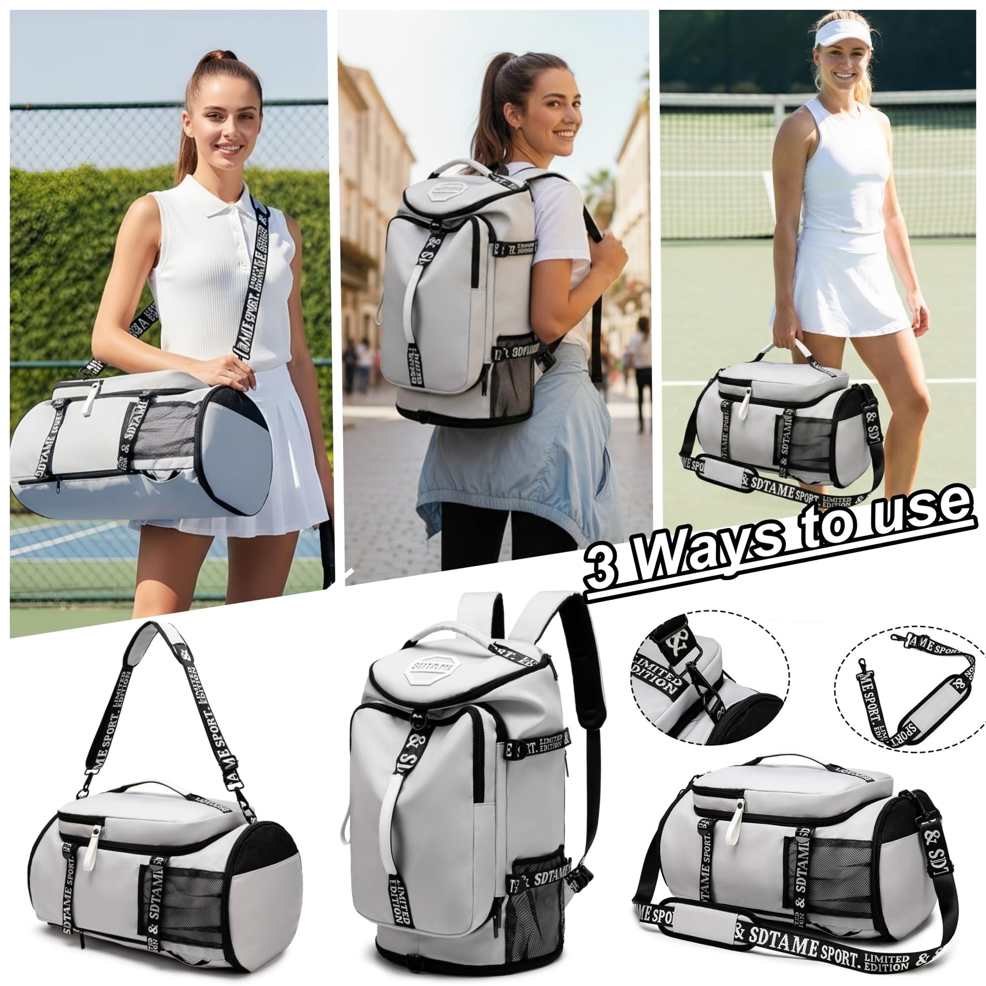 Gym Duffel Backpack with Shoe Pocket & Laptop Sleeve(Grey)