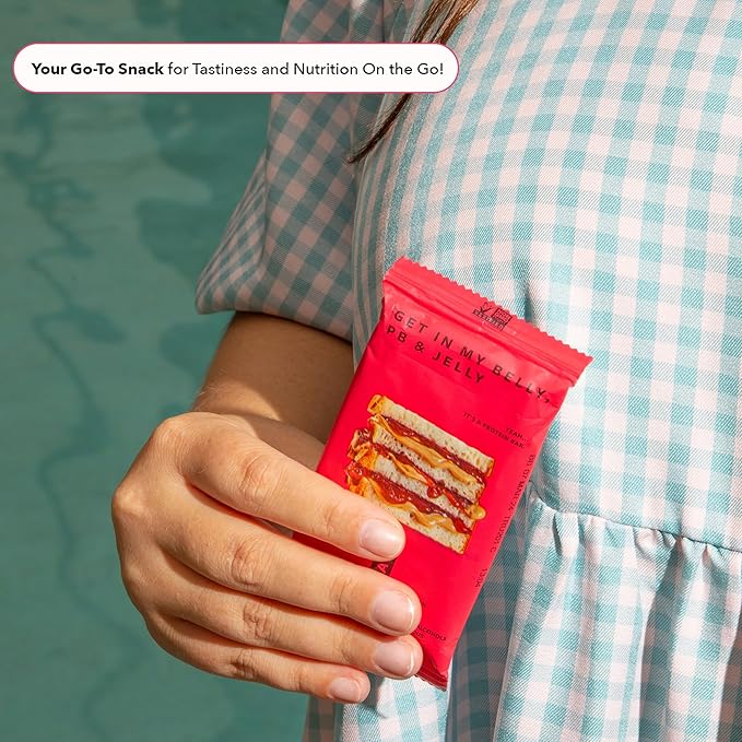 TRUBAR Vegan Protein Bar, Get In My Belly Pb & Jelly, Gluten Free, Plant Based, High Fiber, Dairy Free, Low Fat, Non GMO, No Sugar Alcohols, 12G Lean Protein, 13G Fiber, Healthy Snack Bars, 12 CT