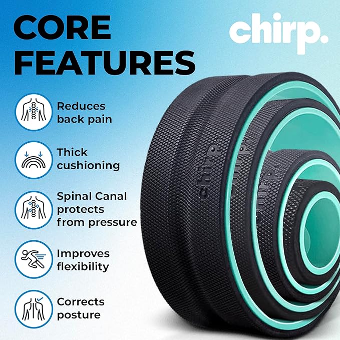 Chirp Wheel Foam Roller ??Targeted Back & Neck Relief, Lumbar Spine Stretcher, Spinal Decompression Back Stretcher, Massage Roller with Density Foam for Physical Therapy, Supports 500lbs, 4-Pack Mint