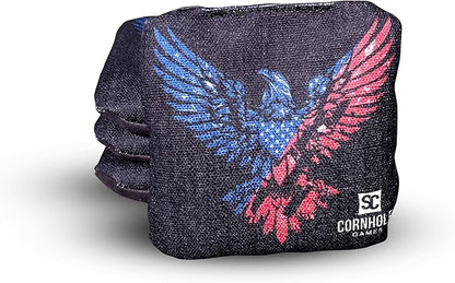 Professional Dual Sided Cornhole Bags- 16 oz 6x6 w/Premium Resin Fill - Official Tournament Slide/Stick Pro Bean Bags - Regulation/Approved