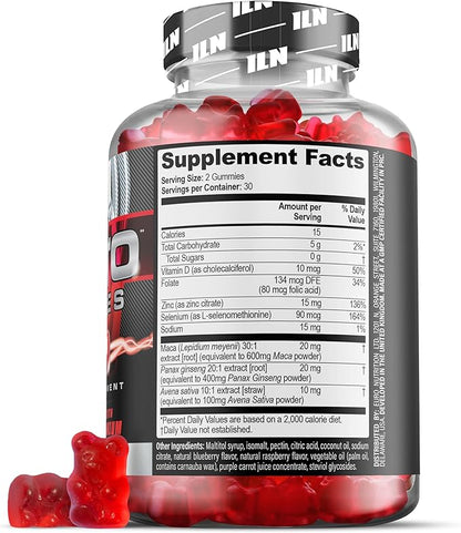 Iron Labs Nutrition Testo Gummies for Men (60 Gummies) - High Strength Booster for Men - Mixed Berry Flavor - Features Maca, Ginseng, Zinc and Selenium - Sugar Free & Vegan Suitable