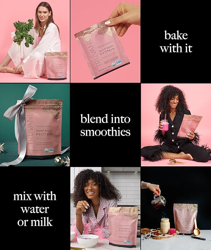 Truvani Vegan Pea Protein Powder | Vanilla Chai | 20g Organic Plant Based Protein | 20 Servings | Keto | Gluten & Dairy Free | Low Carb | No Added Sugar