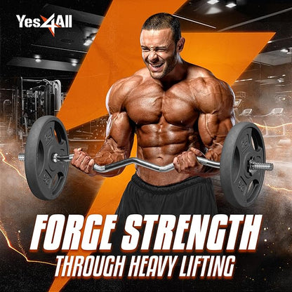 Yes4All Standard 1-Inch Grip Weight Plates, Cast Iron with Multiple Sizes from 2.5 lb to 35 lb for Strength Training, Weightlifting & Muscle Toning