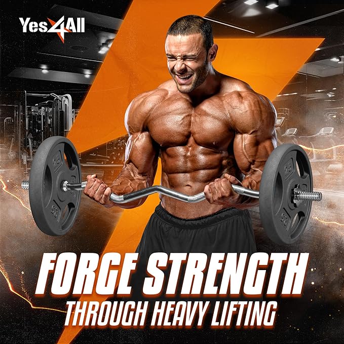 Yes4All Standard 1-Inch Grip Weight Plates, Cast Iron with Multiple Sizes from 2.5 lb to 35 lb for Strength Training, Weightlifting & Muscle Toning